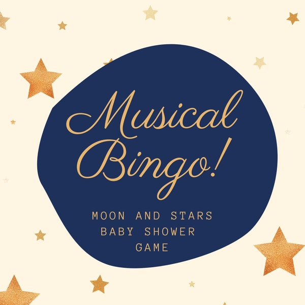 Baby Shower Game, Baby Shower Bingo, Moon and Stars, Baby Shower, Baby Shower, Musical Bingo, Baby Shower Spotify Playlist, Instant Download