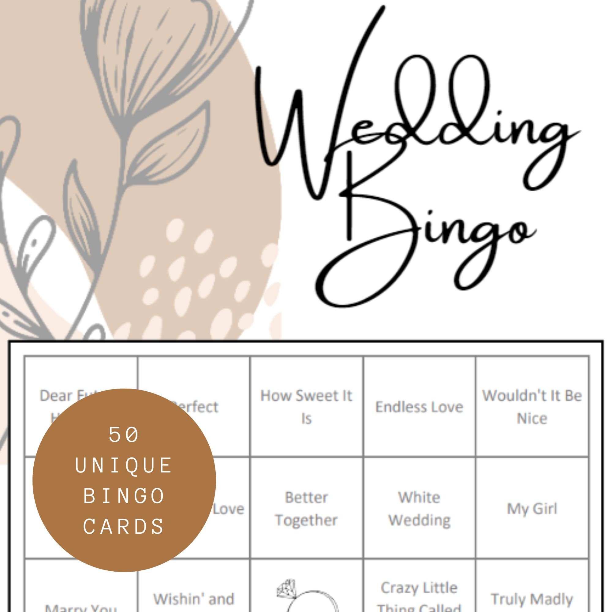 Bingo Game, Wedding Bingo, Instant Digital Download, Boho Wedding Shower, Music Bingo, Spotify