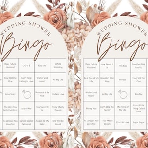 Ducha de boda floral, bingo de despedida de soltera, juego de bingo musical, juegos de despedida de soltera, juegos de despedida de soltera, bingo de despedida de soltera floral boho