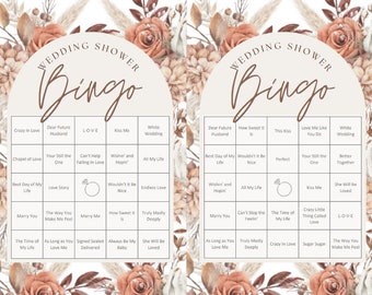 Kwiatowy wieczór panieński, Bingo na wieczór panieński, Muzyczna gra w bingo, Gry na wieczór panieński, Gry na wieczór panieński, Boho kwiatowy wieczór panieński Bingo