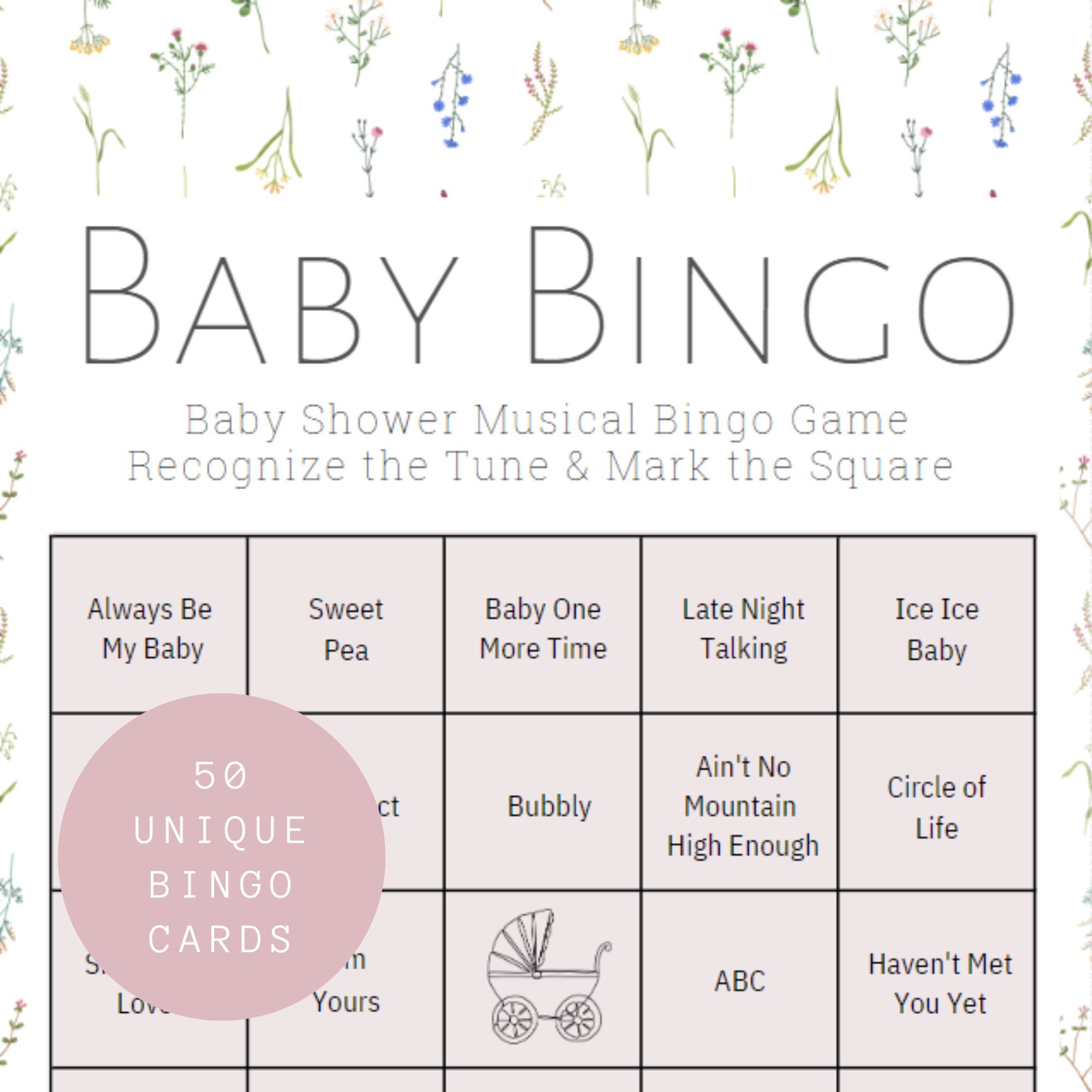 Baby Shower Games, Baby Shower Bingo, Floral Baby Shower, Baby Shower