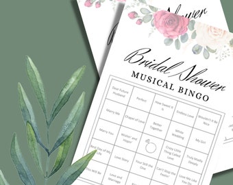 Juego De Bingo, Juego De Música, Bingo De Bridal Shower, Descarga Digital Instantánea, Juegos De Despedida De Soltera, Bingo De Música, Lista de Reproducción de Bridal Shower de Spotify