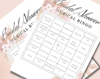 Bingo Game, Music Game, Bridal Shower Bingo, Instant Digital Download, Bridal Shower Games, Music Bingo, Spotify Bridal Shower Playlist