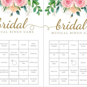 Juego de bingo, Juego de música, Bingo de despedida de soltera, Descarga digital instantánea, Juegos de despedida de soltera, Bingo de música, Lista de reproducción de Spotify, Floral