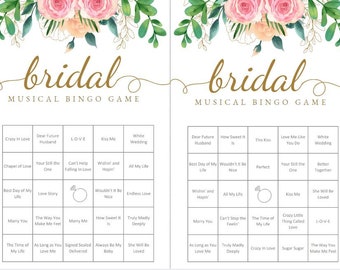 Juego de bingo, Juego de música, Bingo de despedida de soltera, Descarga digital instantánea, Juegos de despedida de soltera, Bingo de música, Lista de reproducción de Spotify, Floral