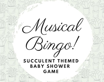 Baby Shower Games, Baby Shower Bingo, Succulent Baby Shower, Cactus Baby Shower, Musical Bingo, Spotify Playlist, Baby Shower Songs