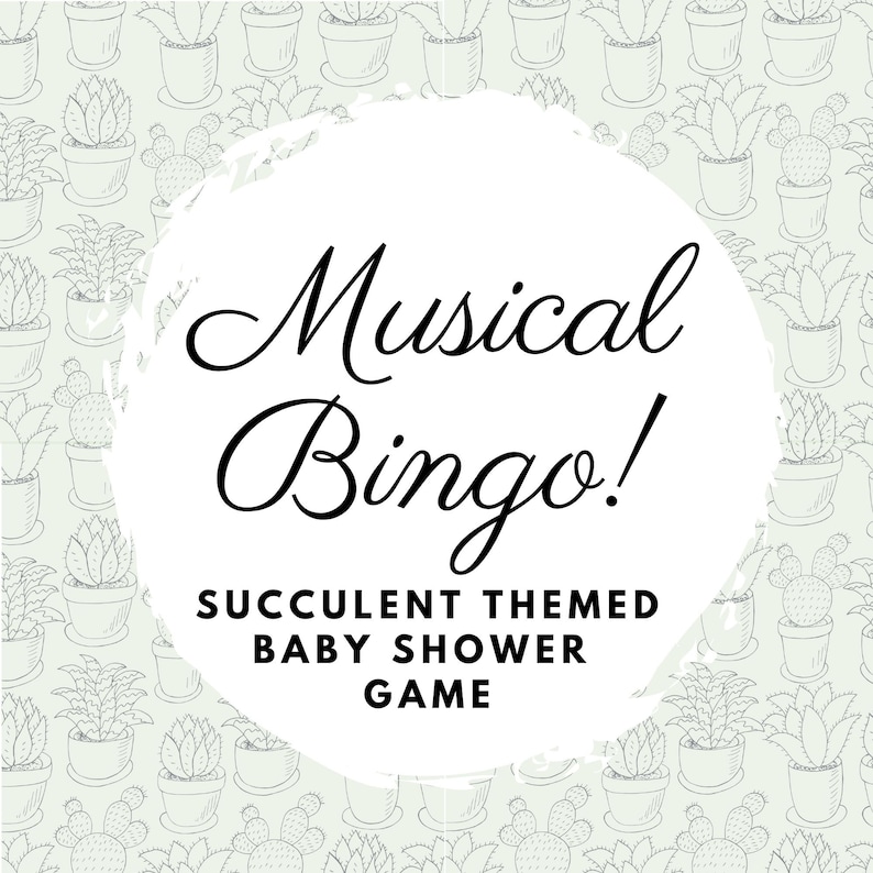 Baby Shower Games, Baby Shower Bingo, Succulent Baby Shower, Cactus Baby Shower, Musical Bingo