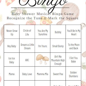 Baby shower spel, baby shower bingo, pizza, babyshower, Boho pizza douche, muzikale bingo, baby shower Spotify-afspeellijst, Instant Download