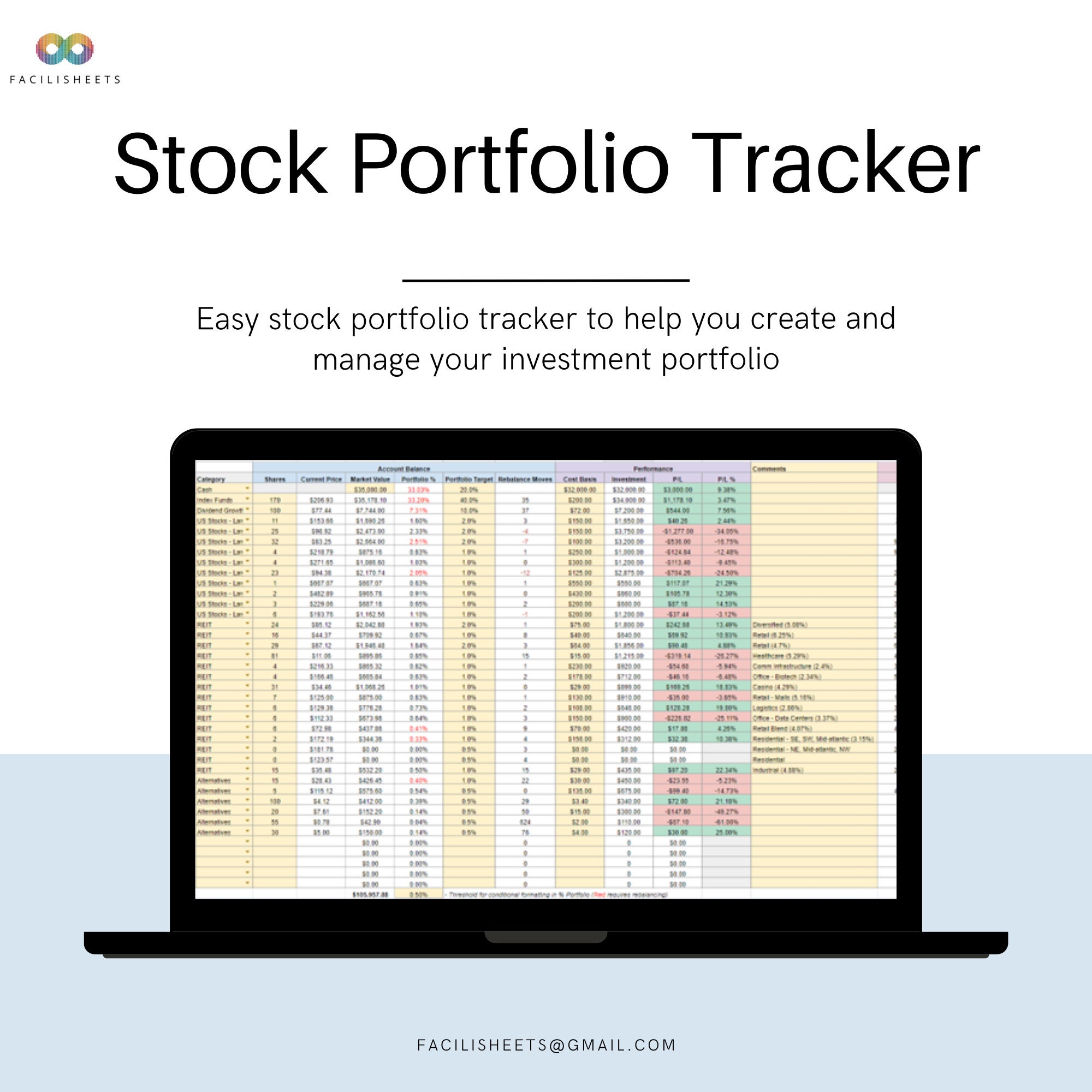 Easy Stock Portfolio Tracker Etsy