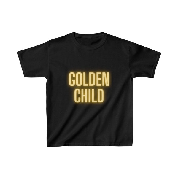 Kids Black Cotton Gold Golden Child Tee T-shirt gender neutral Unisex Girls boys