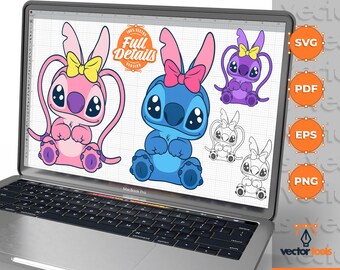 Stich svg, Stich Liebe svg, Stitch und Engel svg, Lilo und Stitch svg, Stitch und Engel liebe svg, Lilo & Stitch geschnitten Dateien, Stitch File