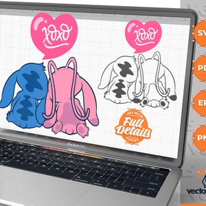 Stitch en Angel Love SVG, Stitch en Angel Heart SVG, Lilo en Stitch Svg, Baby Stitch, Stitch Clipart, Stitch Cut Files, Valentijn cadeau