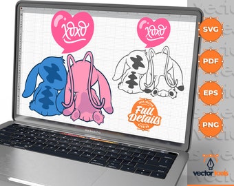 Stitch und Engel Liebe SVG, Stitch und Engel Herz SVG, Lilo und Stitch SVG, Baby Stitch, Stitch Clipart, Stitch Cut Dateien, Valentine Geschenk