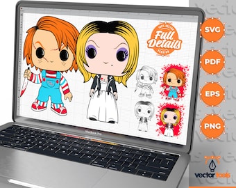 Chucky, Tiffany SVG, Funko, Horrorfilm svg, Halloween svg, Film Charakter Killer svg, Kinderspiel design, cricut, eps, svg, pdf, png