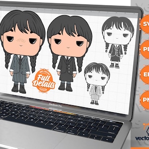 Środa SVG, Środa Png, Środa Funko, Środa Addams, Rodzina Addamsów, Środa, Nigdy więcej, Jenna Ortega svg dla cricut