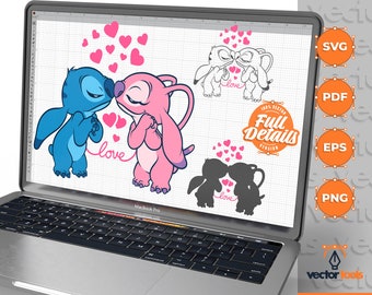 Stitch und Engel Liebe SVG, Stitch und Engel Herz SVG, Lilo und Stitch SVG, Baby Stitch, Stitch Clipart, Stitch Cut Dateien, Valentine Geschenk