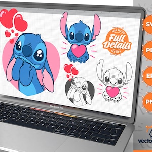 Stitch svg, Lilo en stitch svg, Lilo svg, Stitch en Angel svg, Stitch liefde svg, Stitch Valentines svg, Stitch Cut Files