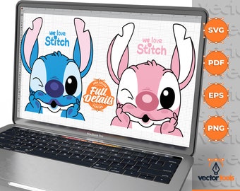 Stitch svg, Stitch love svg, Stitch And Angel svg, Lilo and Stitch svg, Stitch And Angel love svg, Lilo & Stitch Cut Files, Stitch File Art