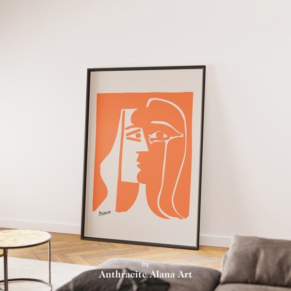 Picasso The Kiss, The Love, Picasso minimal art, Picasso Abstract Line Art Print, Mid Century Modern Minimalism, Gallery Exhibition Prints