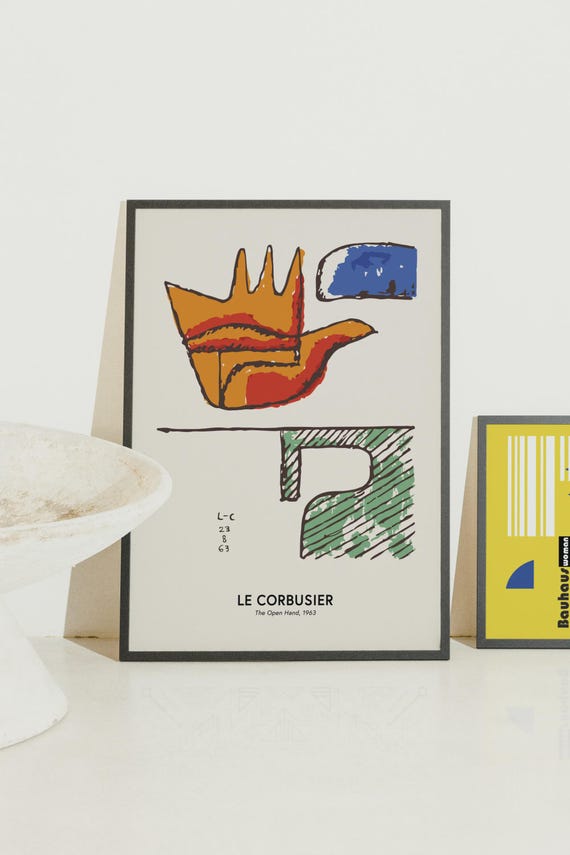 アート・デザイン・音楽 Le Corbusier Le Corbusier the Open Hand Wall Art, Le Corbusier Drawing