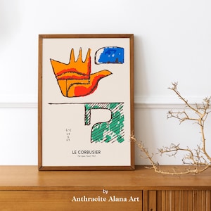 Le Corbusier The Open Hand Wall Art, Le Corbusier drawing Architecture Art print, post industrial urban living, Le Corbusier Exhibition 1963
