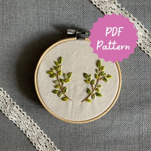 Double Leaves - Learn to Stitch Beginner Embroidery Pattern - PDF Digital Pattern with Instructions and Tutorials