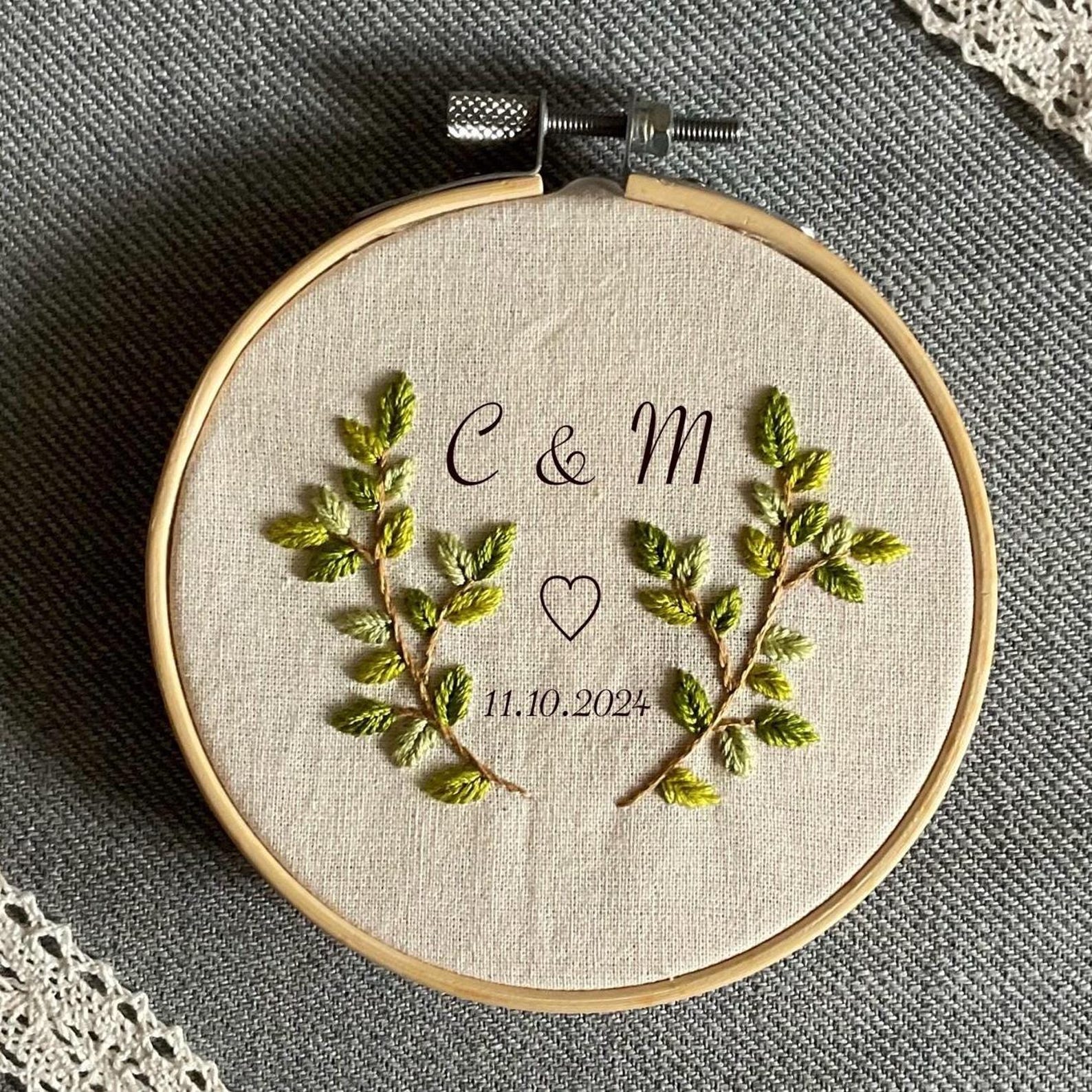 Wedding Ring Holder for Ceremony, Handmade Embroidered Design - Design ...