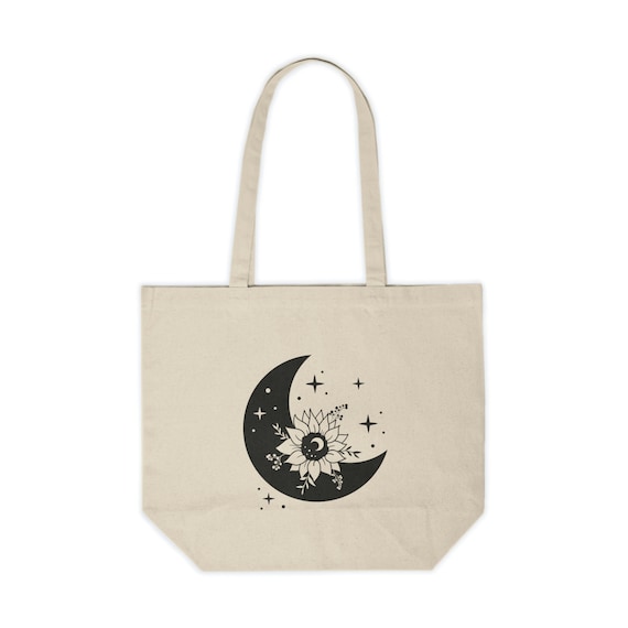 Sunflower and Moon Bag. Canvas Shopping Tote - Etsy