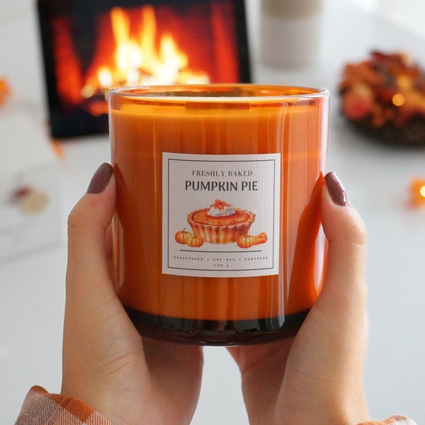 Pumpkin Pie scented candle with wooden wick candle autumn candle Pumpkin Pie autumn candle wooden wick crackling candle autumn crackling candle with wooden wick