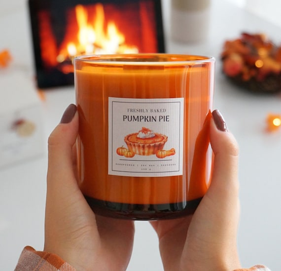 Pumpkin Pie Scented Candle With Wooden Wick Candle Autumn Candle