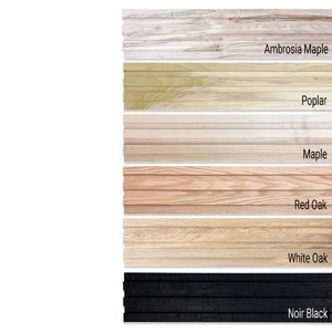 Samples of Wood Slat Wall Panels | 6&quot; Samples of Each Wood Option | Real American Hardwood | Black, Oak, Maple, Poplar