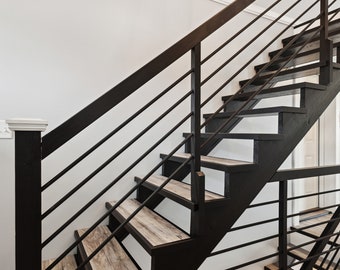 Modern Wood Stair Railing | Unfinished