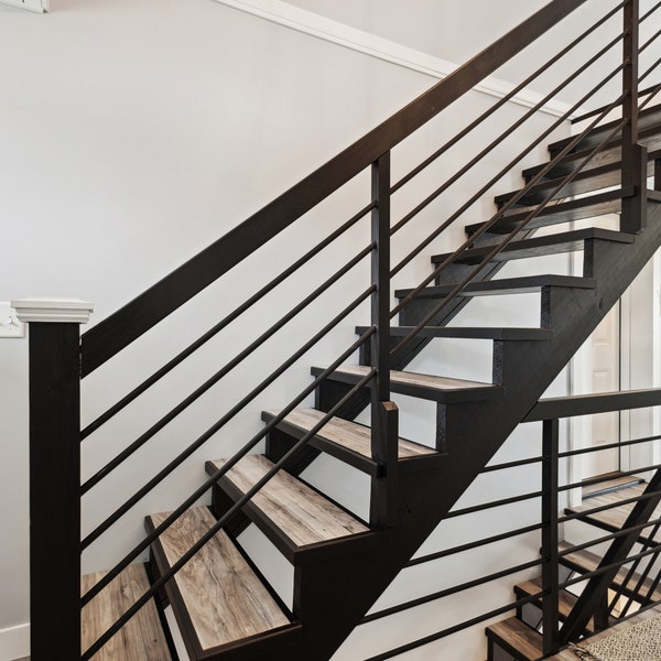 Modern Wood Stair Railing | Unfinished