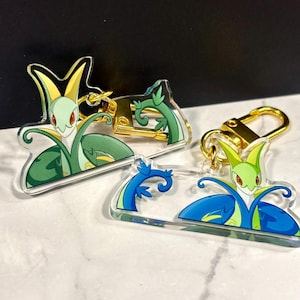 Double-sided Peeking Serperior Fanart Acrylic Keychain | Normal & Shiny Charm | Cute 2” Starter Charm for Bags, Keys, and Gifts