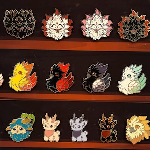 Guardian of the Realms Hard Enamel Pins | Mythical Creatures like Cerberus, Phoenixes, Kirins, Chineras, and Gryphons. Greek Mythology