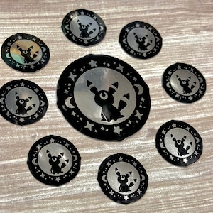 Umbreon Mirrored Vinyl Sticker: Stars and Moon Decal