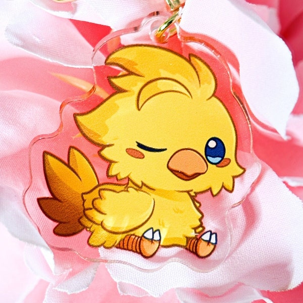 Chocobo Acrylic Keychain | Final Fantasy VII Charm | Chocobo Mount | Gifts for Gamers and Fantasy Lovers | Phone Mini Charms | Fanmerch