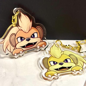 Peeking Shiny Double-sided Growlithe Fanart Acrylic Keychain | Cute Videogame 2 Inch Charms for Fans