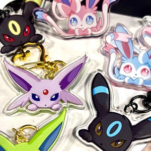 Double-sided Shiny Peeking Eeveelutions Acrylic Keychain | Fanart Gifts