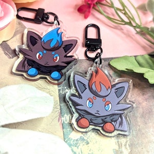Peeking 2” Double-sided Shiny Zorua Fanart Acrylic Keychain Charm