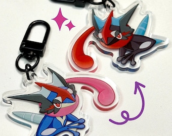 Double-sided Shiny Ash Greninja Fanart Acrylic Keychain