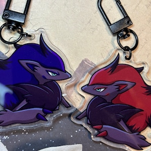 Shiny Peeking Double-sided Zoroark Fanart Acrylic Keychain Charm