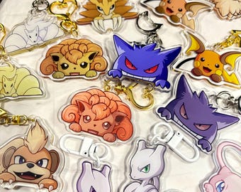 Double-sided Peeking Mons Acrylic Keychains | Shinies On Back