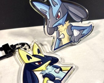 Shiny Double-sided Keychain | Peeking Fighting Dog Fanart