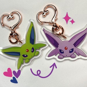 Shiny Double-sided Espeon Fanart Acrylic Keychain | Cute Eeveelution Charms