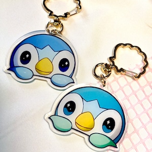 2” Acrylic Keychain | Cute Water-Type Penguin | Peeking Shiny Video Game Charms