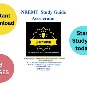 NREMT Studienführer Digitaler Download | EMT Test Prep mit Karteikarten | NREMT Exam Success Guide mit Quicklinks und Diagrammen