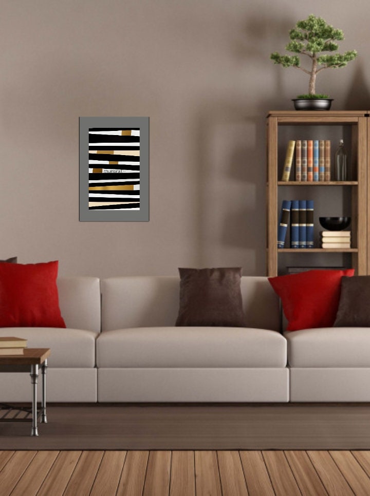 16x20 Black and White Stripes Painting Print on Etsy