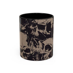 Skull Halloween Coffee Mug, Gothic Tea Cup, Spooky Drinkware, Creepy Kitchen Decor, Unique Gift for Horror Fans