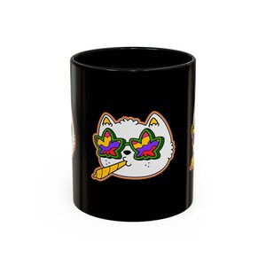 Mug, Psychedelic Cat Coffee Cup, Colorful Kitty Tea Mug, Fun Feline Drinkware, Whimsical Pet Lover Gift, Unique Ceramic Mug, Breakfast